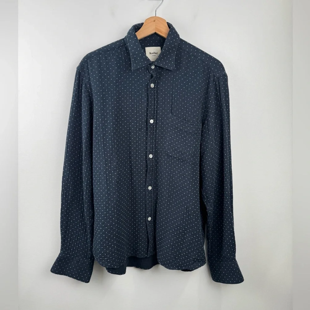 Koike‎ Barcelona Men Cotton Polka Dot Shirt Size Large